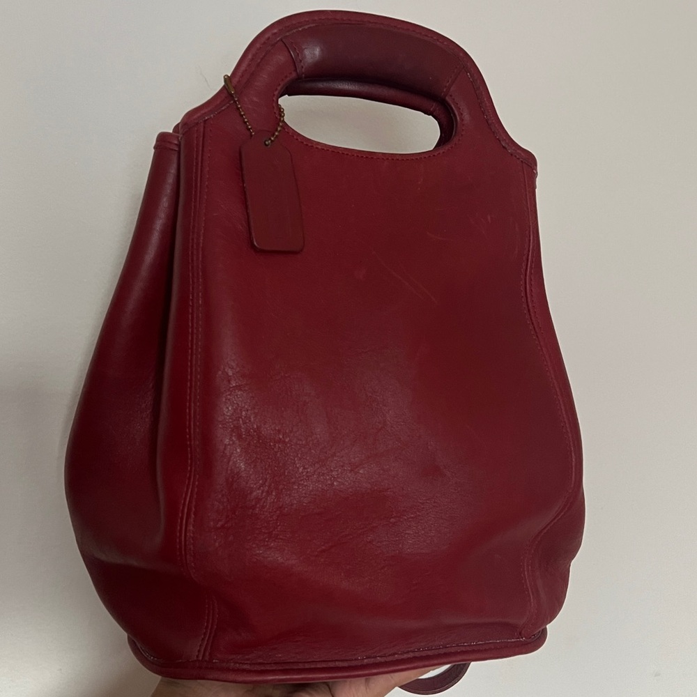 Vintage Coach Drawstring Backpack - Red Leather J6D 9994